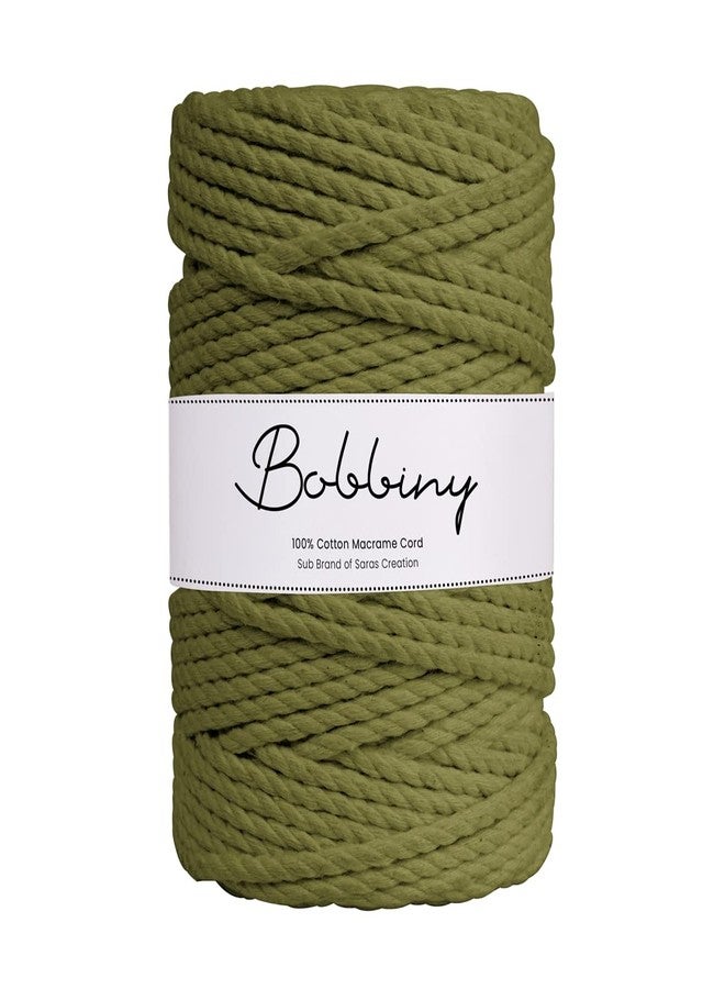 Bobbiny | 3 Ply Twisted Macrame Cotton Cord Dori (Roll Packaging) Thread for Macrame DIY and Other Projects | Mehandi Green | 3mm,50 Meter - Image 1